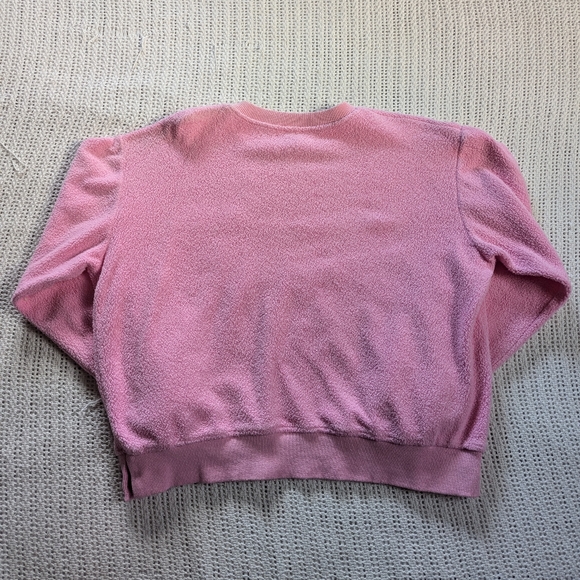 VTG OH BOY! Bubblegum Pink Crew Neck Sweater Women's Small Medium Cotton Pocket - Picture 2 of 10